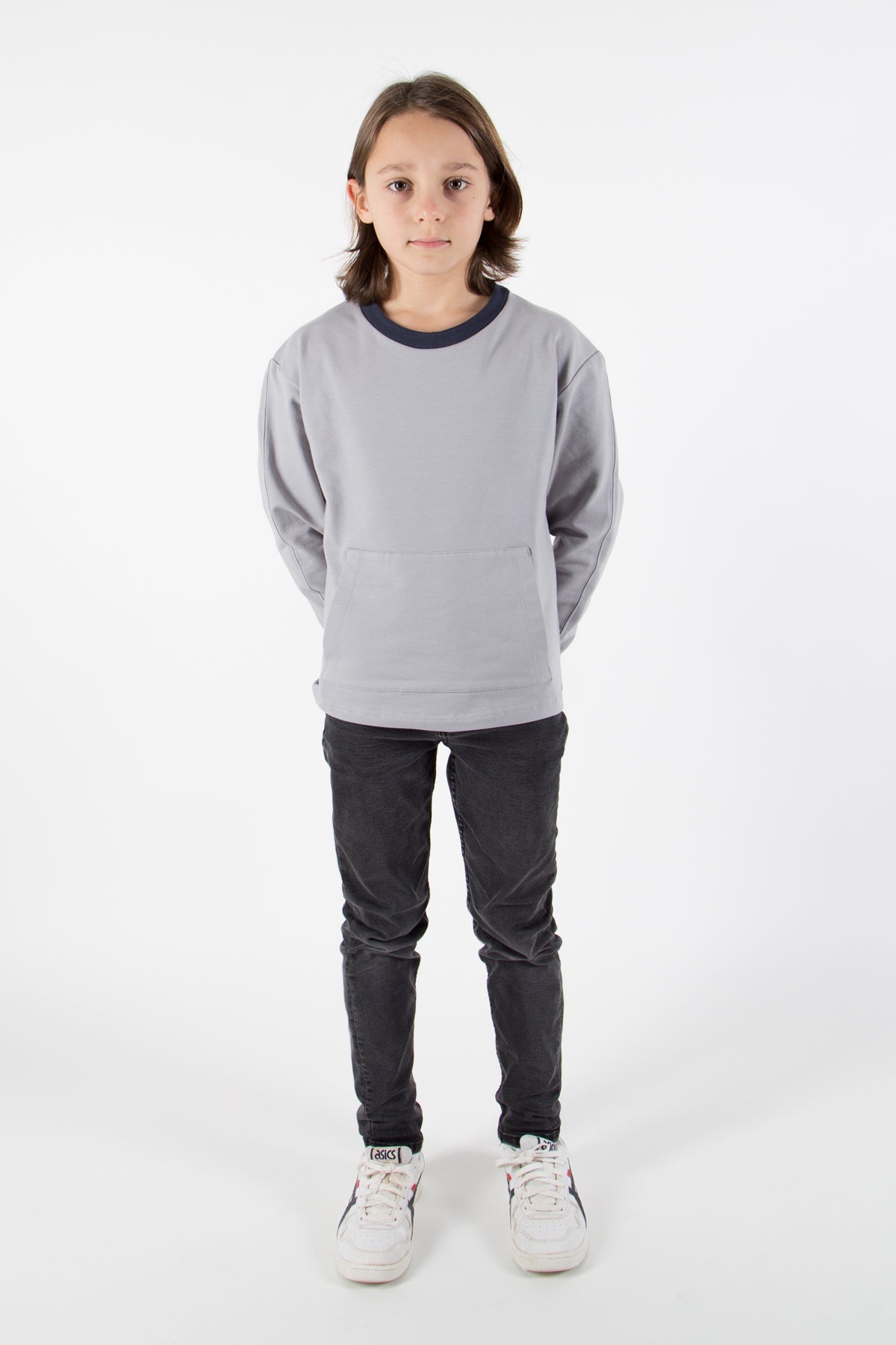 Yva Sweatshirt hellgrau/dunkelblau